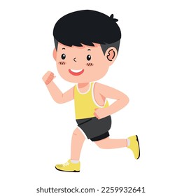 Kid boy jogging a marathon race 