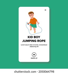 El Niño Jumping Rope Ejerce En El Vector De Playground. Pequeño Niño De Preescolar Saltando Rope. Caracteres Descendientes Atleta Formación Deporte Actividad de fitness Web Dibujo plano Ilustración