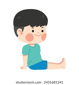 Kid boy meditating practicing yoga