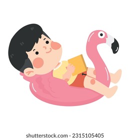 Kid Boy on flamingo float