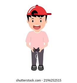 kid boy play console video game
