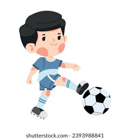 Kid boy playing football cartoon