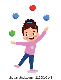 kid boy playing juggling ball vector isolated