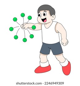 kid boy is playing trend toy latto. vector design illustration art