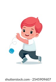 kid boy playing with a yoyo