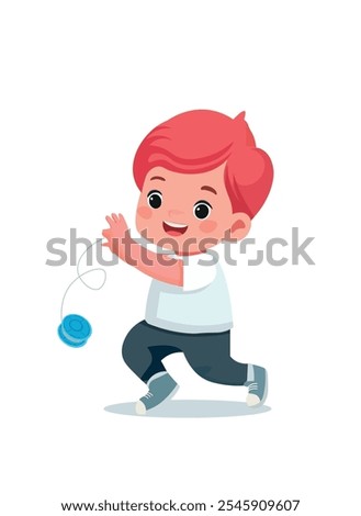 kid boy playing with a yoyo