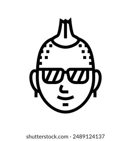 kid boy punk subculture style line icon vector. kid boy punk subculture style sign. isolated contour symbol black illustration