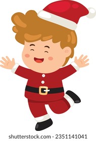 kid boy in red santa clothes