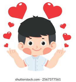 kid boy showing a mini heart love gesture