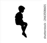 Kid boy sitting silhouette isolated on white background. Boy icon vector illustration design.