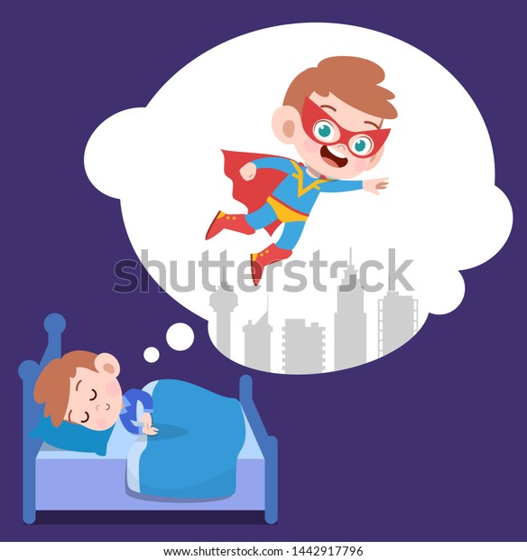 Kid Boy Sleep Dream Vector Illustration Stock Vector (Royalty Free ...