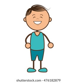 kid boy smiling wearing blue t shirt child happy cartoon vector illustration