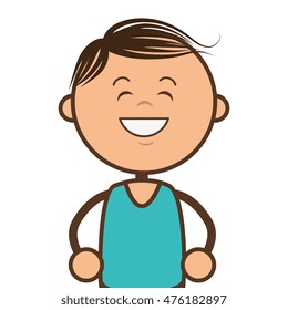 kid boy smiling wearing blue t shirt child happy cartoon vector illustration