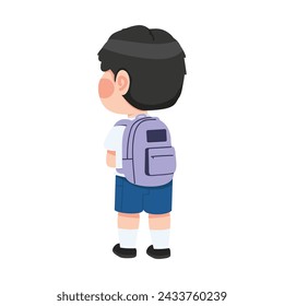 kid boy student with backpack cartoon