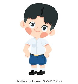 Kid boy student character cartoon flat