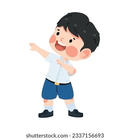 Kid boy student Dabbing Dance cartoon