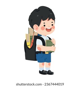 Kid Boy student going to school