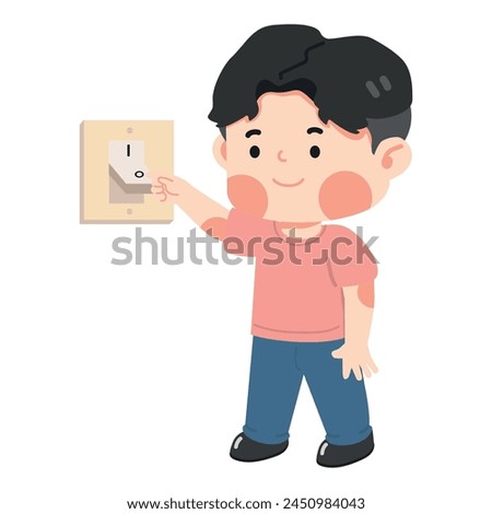 Kid Boy switching off light