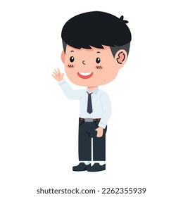 Kid boy in University student uniforms