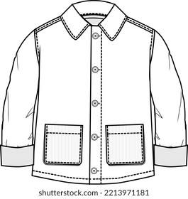 KID BOY WEAR SHIRT PLUS JACKET SHACKET ILLUSTRATION FASHION FLATS VECTOR