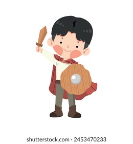 Kid  boy wooden sword fight