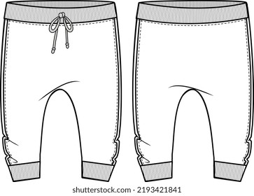 KID BOYS BOTTOM WEAR JOGGER AND TROUSER FRONT AND BACK FLAT DESIGN VECTOR