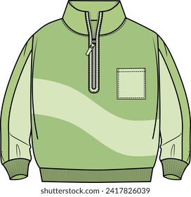 KID BOYS OUTERWEAR HALF ZIP JACKET VECTOR ILLUSTRATION