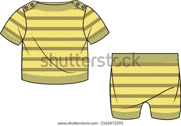 KID BOYS\
WEAR KNITTED SET SWEATER AND SHORT\
VECTOR