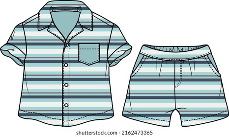 KID BOYS WEAR TEE AND PAJAMA SET VECTOR