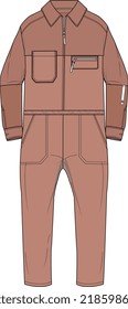 KID BOYS WEAR UTILITY BOILER SUIT ALL IN ONE VECTOR ILLUSTRATION