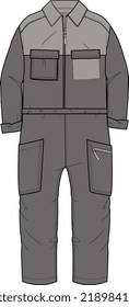 KID BOYS WEAR UTILITY BOILER SUIT ALL IN ONE VECTOR ILLUSTRATION