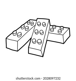 kid brick construction block puzzle toy lineart vector illustration icon design template with outline doodle hand drawn style for education and coloring book