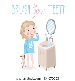Kid brushing teeth