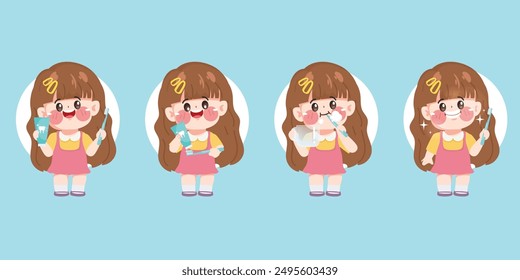 Ilustración vectorial de cepillado de dientes aislada
