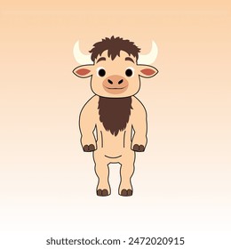 kid buffalo cow standing funny cute with horn