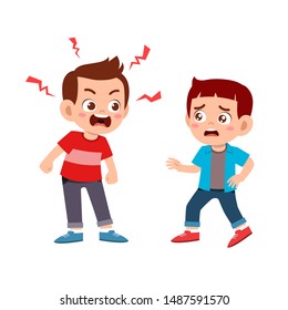 Kid Bully Friend Bad Behavior Vector