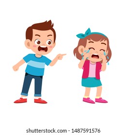 Kid Bully Friend Bad Behavior Vector