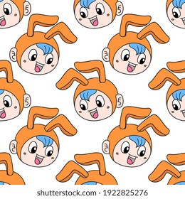 kid bunny costume seamless pattern textile print. Great for summer vintage fabric, scrapbooking, wallpaper, giftwrap. repeat pattern background design