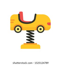 Kid car on spring icon. Flat illustration of kid car on spring vector icon for web design