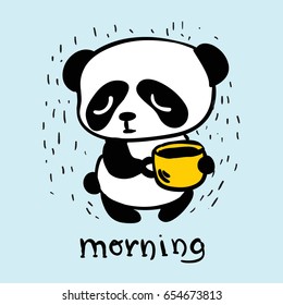 Kid card with cute doodle panda bear and funny lettering