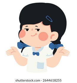 Desenho animado Kid Cartoon Girl Shrugging Illustration cartoon