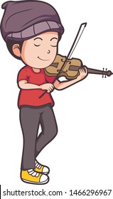 kid cartoon happy playing violins music
