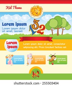 Kid cartoon template with smiling sun