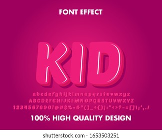 Kid Cartoon Text Effect full set Alphabet for Sticker, T-shirt and Title Headline