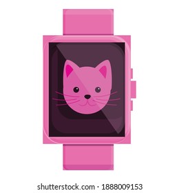 Kid cat smart watch icon. Cartoon of kid cat smart watch vector icon for web design isolated on white background