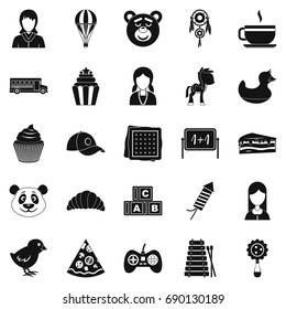 Kid center icons set. Simple set of 25 kid center vector icons for web isolated on white background