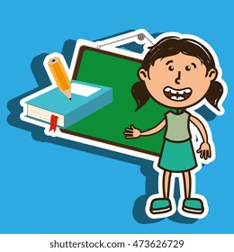 kid with chalkboard and pencil  isolated icon design, vector illustration  graphic 