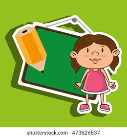 kid with chalkboard and pencil  isolated icon design, vector illustration  graphic 