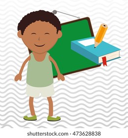 kid with chalkboard and pencil  isolated icon design, vector illustration  graphic 