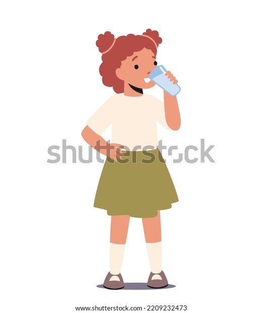 Kid Character Cup Enjoying Fresh Drink Stock Vector (Royalty Free ...